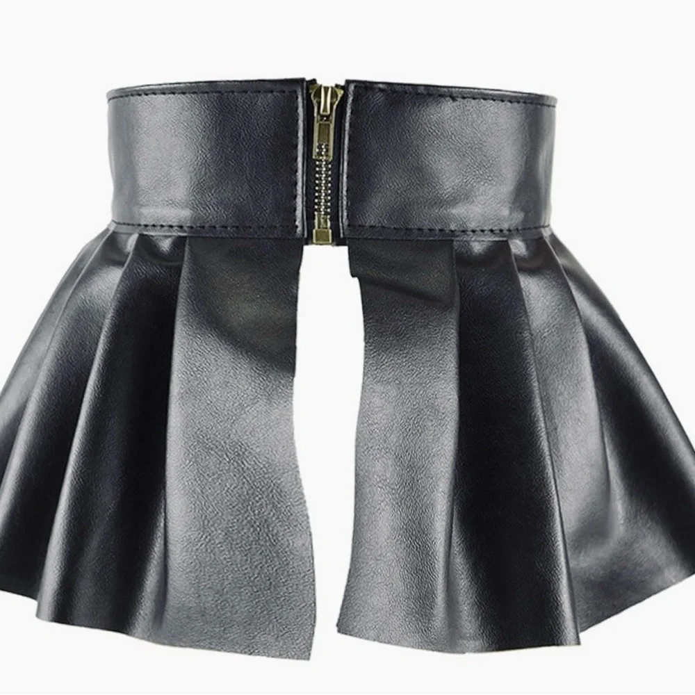 Faux Leather Peplum Corset Belt | Stretch Waist Cincher | Statement Fashion Belt - Picture 2 of 7